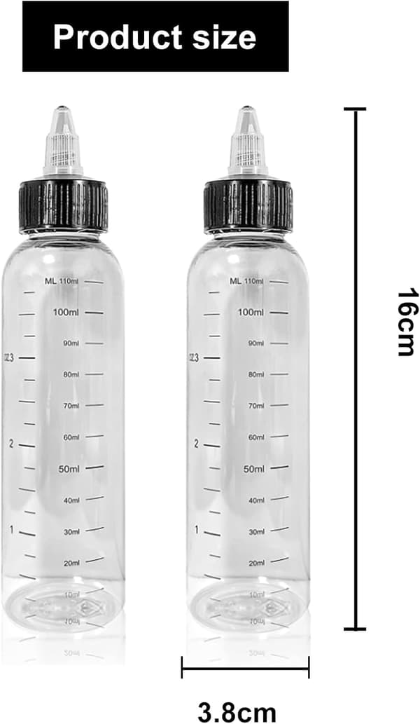 2-pack 110 ml håroljeapplikatorflaskor med måttskala