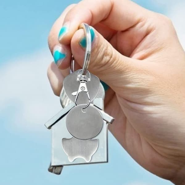 2-pack kundvagnspoletter - Nyckelringar i rostfritt stål (silver)