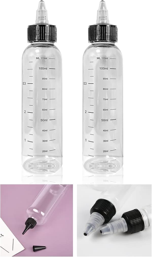 2-pack 110 ml håroljeapplikatorflaskor med måttskala