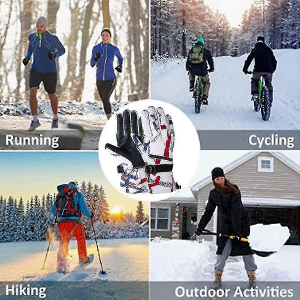 Snöhandskar för män och kvinnor, vattentäta snowboardhandskar, varma vinterhandskar S-L