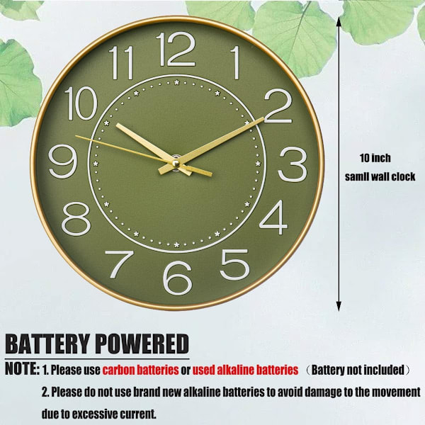 Moderna Väggklockor Batteridrivna, 25 cm Marinblå Klocka för Vägg, Tyst Liten Väggklocka för Vardagsrum Sovrum Kök Kontor Barnrum Marinblå Green 02 1 pack 10 inch