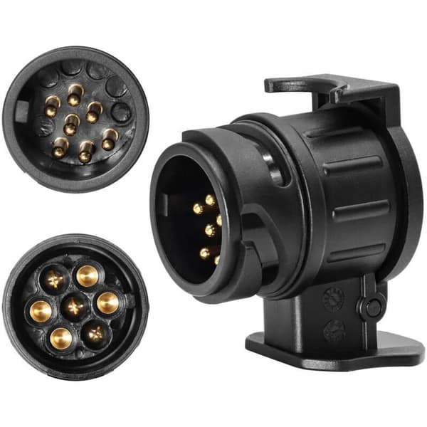 13-pin til 7-pin tilhengeradapter. Vanntett nylonhus. Rustbestandig. Kompatibel med campingvogner og lastebiler.