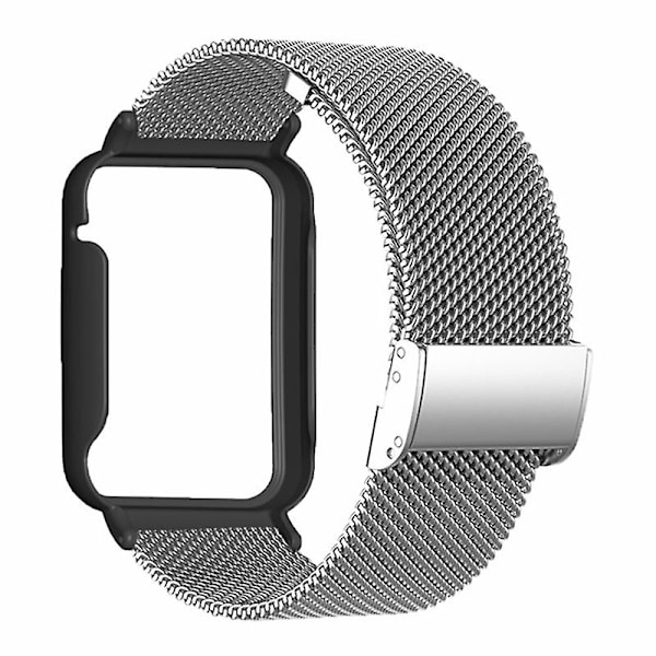 Metallbånd Milanese for Xiaomi Smart Band 8 Pro med svart klokkeetui Silver Xiaomi Smart Band 8 Pro