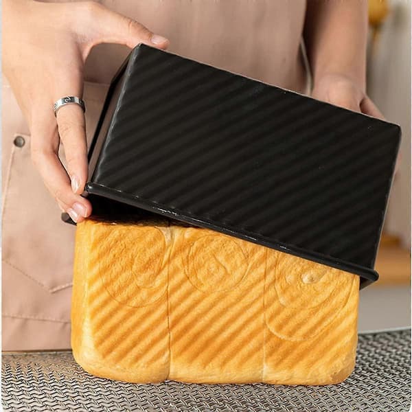 Brødform med låg, brød toast form til bagning, kulstofstål til toast/sandwich/kageform - sort