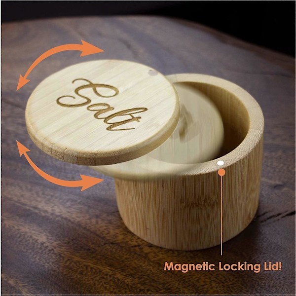 Totally Bamboo Salt Box, Bambuförvaringslåda med magnetiskt svänglock Style 3