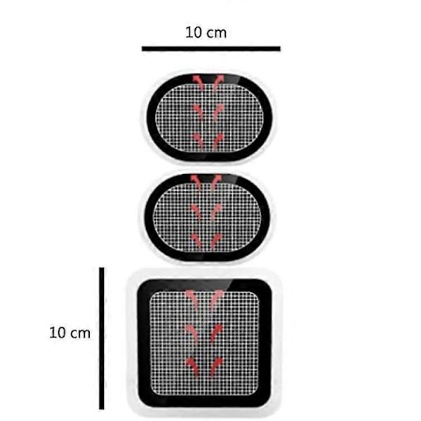 Erstatningsgelputer, 3 stk. elektrode pads, oppdaterte elektrode kropp pads, gel lim, kompatibel med abdominalbelte.