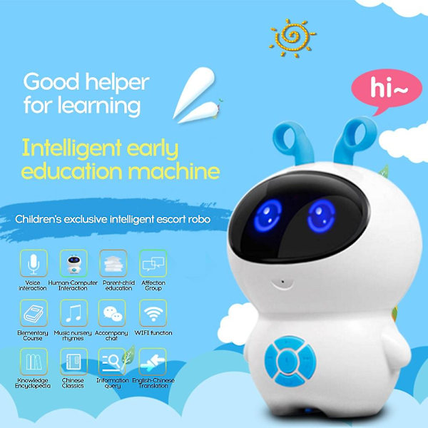 Lille hvid intelligent robot børneledsager robot synkron undervisning wifi internet tidlig uddannelse Little White (Pink)