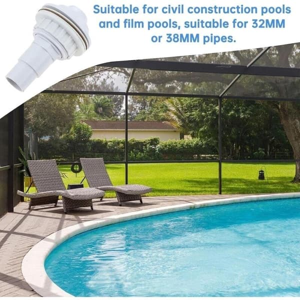 Poolreturmunstycke, sugmunstycke med 38/32 mm slanganslutning, poolsugmunstycke, för dränering