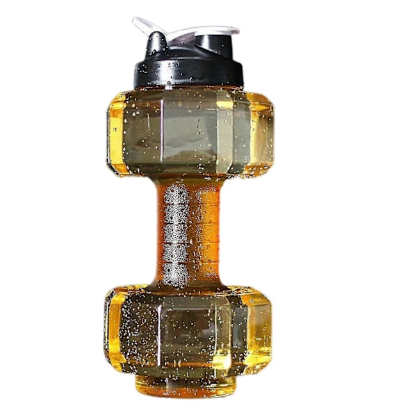 Dumbbell-formet Vandflaske Stor Kapacitet Plastik Bærbar Sports Vandflaske Yellow 2.2L