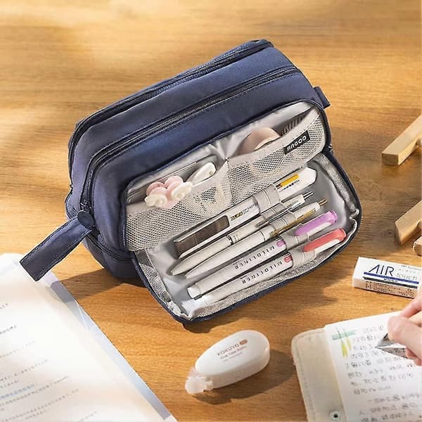 Pennfodral, stort pennfodral, pennfodral med 4 fack Dark blue
