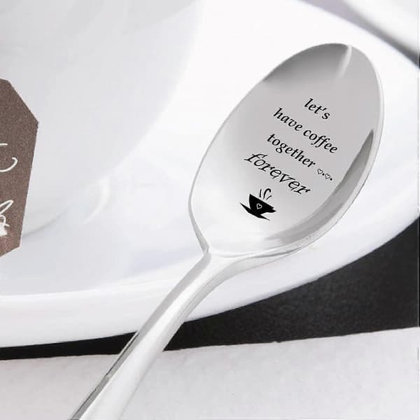 Gravert skje - La oss drikke kaffe sammen for alltid - Søt kaffegave til venner