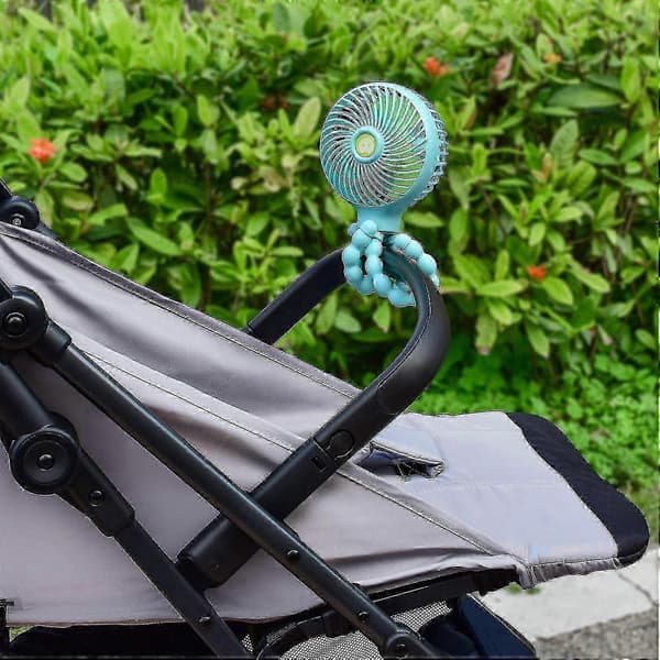 Bærbar Mini Klapvognsventilator Genopladelig Kølende Blæser i Blæksprutte Design til Baby blue