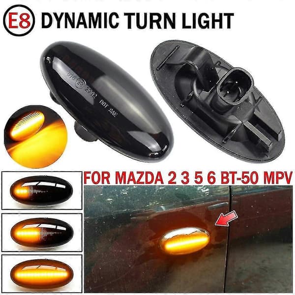 2x Mazda 2 3 5 6 Bt-50 Mpv 2004 2005 2006 Led Dynamic suuntavilkku sivumerkkivalo Sequential Blinker Lamp Banmo 2PCS Dynamic Crystal