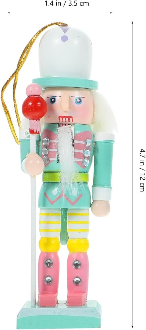 4 stk. Mini Julehængende Trænøddeknækkerpynt Julekongesoldatfigurer til Træpynt 12CM