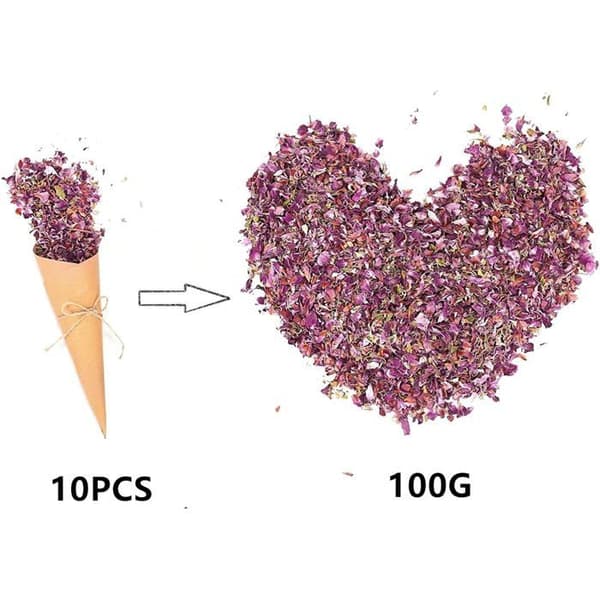 100g naturlige kronblader og konfetti til bryllup, tørkede roseblader til å kaste, bryllupsdekorasjoner