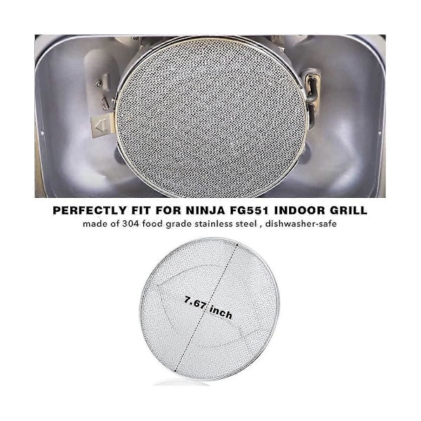 Sprutbeskyttelse for Ninja FG551 Foodi, Tilbehør for Ninja Foodi Smart XL Innendørs Grill, Rustfritt Stål S
