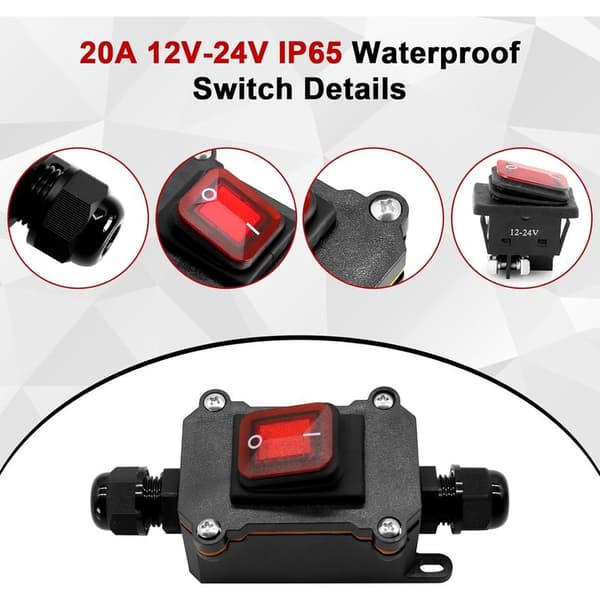 IP65 Vandtæt Kabelafbryder 30A 12V-24V AYWHP DPST 4-benet 12V