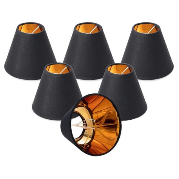 2023 Nya (6-pack) Små Lampskärmar, Modern och minimalistisk design, Svart med guldfoder
