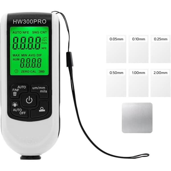 Billakkdisplay, 0-2000µm måling, Digital billakkdisplay med bakgrunnsbelyst LCD-skjerm, Hvit