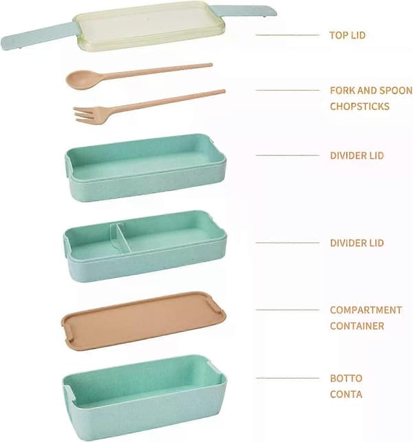 Bento Box, 1-pack Stapelbar Japansk Lunchlåda för Vuxna med Sked