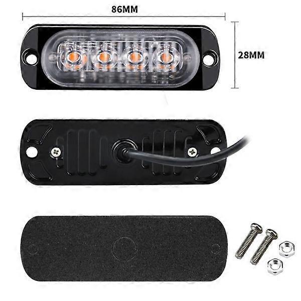 4 stk. strobe blinkende advarselslys White