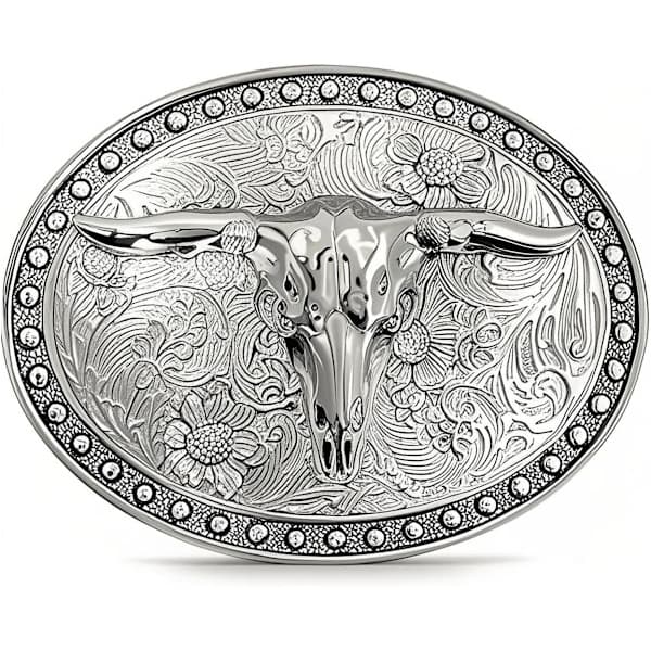 Western Bælte Spænder til Mænd - Cowboy Bælte Spænder til Mænd Kvinder, Hebillas Vaqueras Para Hombre (Tyr Sølv)