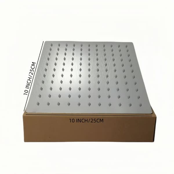 Bruserhoved i rustfrit stål - Vandbesparende bruser, 25 cm firkantet bruserhoved, universelt regnbruserhoved, 1/2 tomme gevind