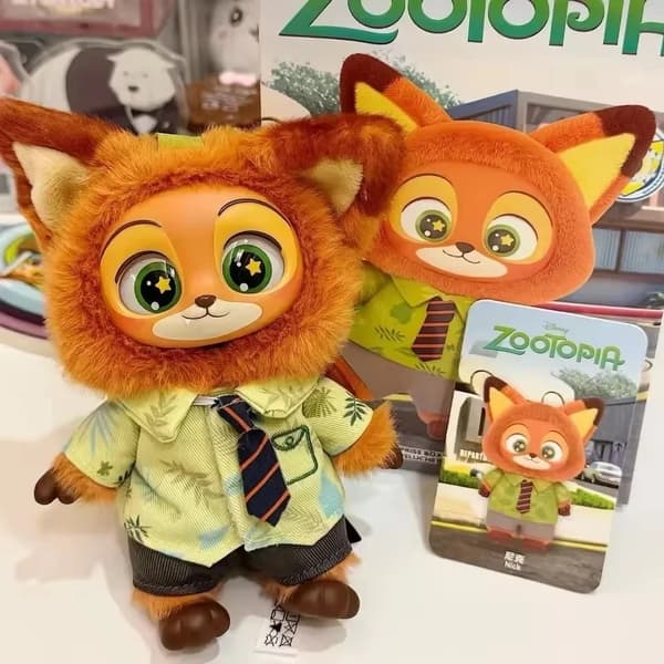 Zootopia blind box vinyl plys nøglering, sødt Judy Hopps samlerlegetøj til piger. Gentleman Nick