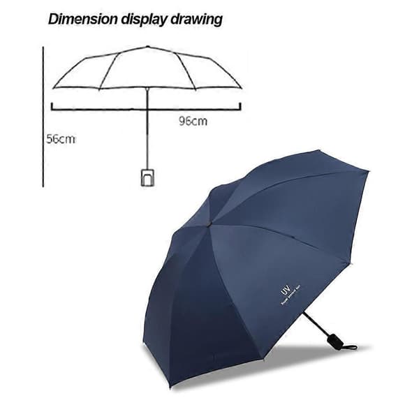 Paraply Vindtæt Rejseparaply Kompakt Foldbar Omvendt Paraply Navy blue