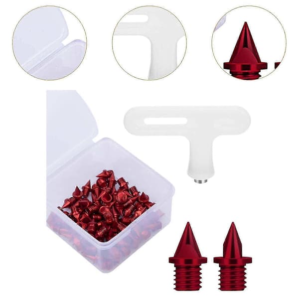 50-pakning 5 mm piggsko-pigger Erstatning Lette metallpigger for sprintløping Sport Voksne Red
