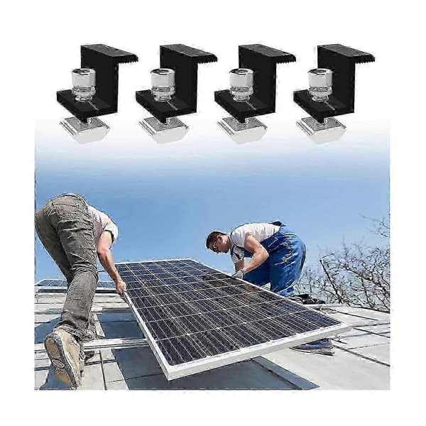 12-pakning Solcellemodulholder Endeklemme, Endeklemme for montering av solcellepanel, Sideklemme for PV-solcelle