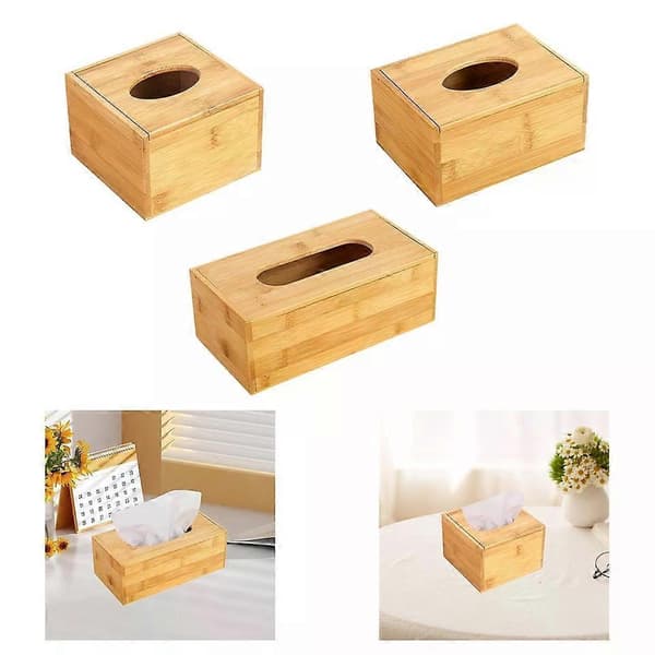 Tissuebox i bambu, skrivbordsdispenser för hemmet, köket, badrummet och kontoret