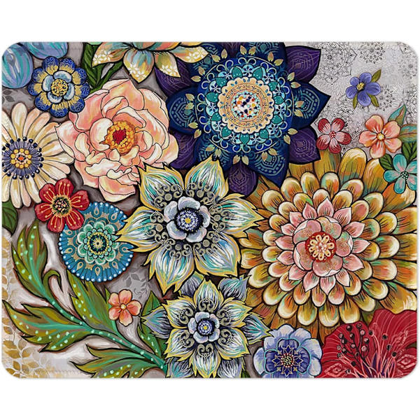Musmatta med sydda kanter, Premium-texturerad musmatta, Halkfri gummibas (260×210×3mm, Blomma)