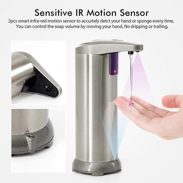 Jabn Automatisk Rostfri Dispenser 250ml Sensor för Infraröd Rörelse