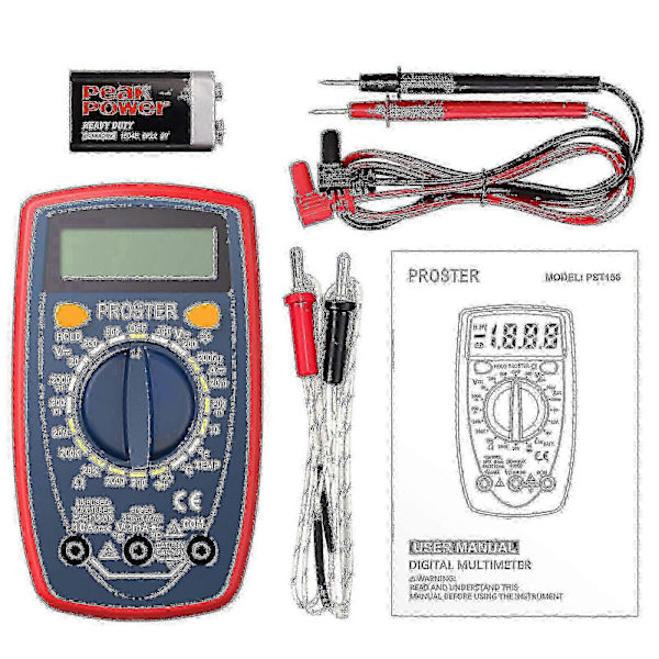 Proster 1999 Lcd Digitalt Multimeter Multi Tester Testledning Baggrundsbelysning Diodetest