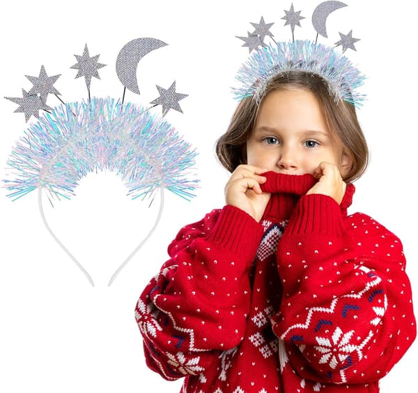 Julepaljetter Hjerte Hodebånd Glitter Hjerte Hårbånd Hjerteformet Dekor Hodebånd Rødt Hjerte Glitter Stjerne Hodebånd Hodebøyle Hårtilbehør Silver