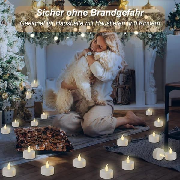 Set med 12 LED-ljus - Vit plast - Realistisk fladdrande låga - Ingen eld eller rök - Bröllop
