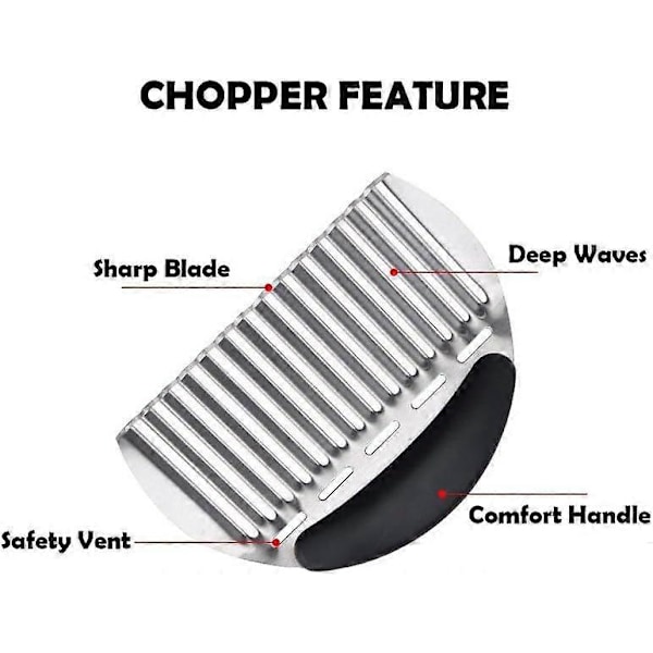 Kraftig Crinkle Cutter i rustfrit stål Bølgeformet hakker Fransk Fry Slicer til kartofler Gulerodschips og frugter, grøntsager, kartofler, løg