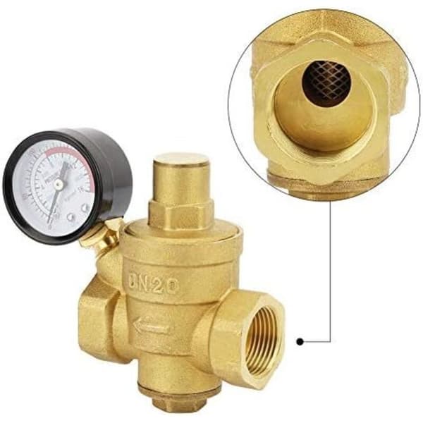 DN20 Justerbar Messing Vandtryksreducer med Trykmåler, Justerbar Messing Vandtryksreducer (DN20-3/4 tomme 1.6MPa)