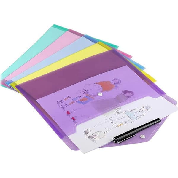 Poly kuvert 12 stk. dokumentkuverter med trykknap Kvalitets transparent dokumentmappe til A4-størrelse (gul)