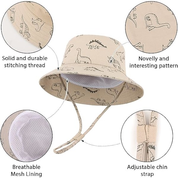 Baby Solhatt Småbarn Solskyddshatt för Baby Pojkar Flickor Barn Sommar Bucket Hatt UPF 50+ Vikbar Strandhatt Khaki