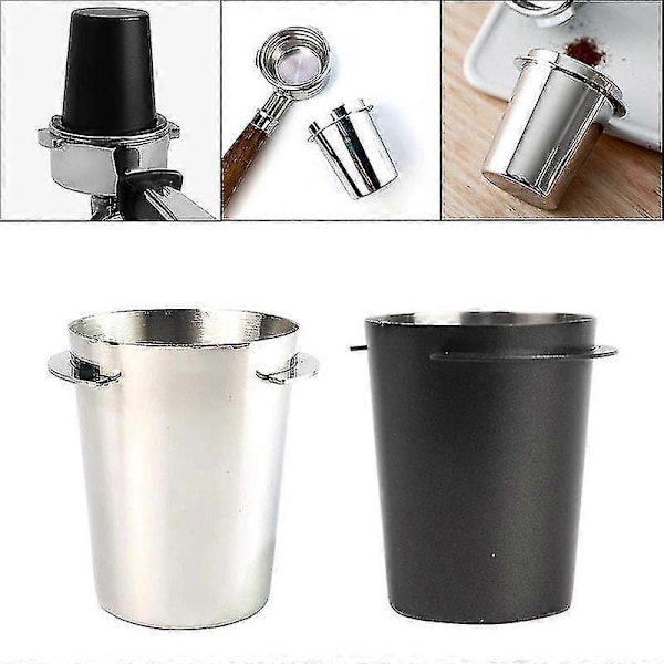 57mm 50mm Kaffedosering Kopp Snusekrus For Espressomaskin Slitesterk Rustfritt Stål Kaffedosering Kopp Drop Shipping Silver 57mm
