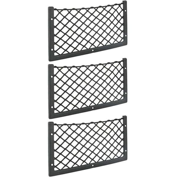 Sæt med 3 bilopbevaringsnet, 36 x 18 cm, elastisk net. Til varevogne, autocampere og lastbiler. Nem installation.
