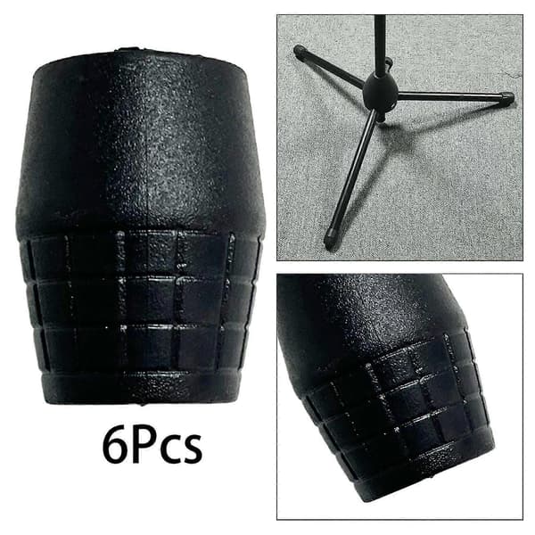 6x Mikrofonstativ Gummifotputer Gummideksel Black for Tube Dia 22mm