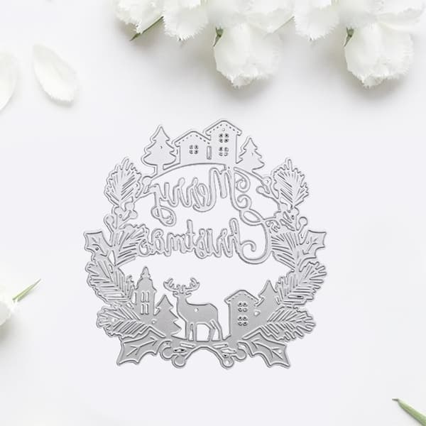 God Jul Krans Metall Skärform Stencil DIY Scrapbooking Album Papper