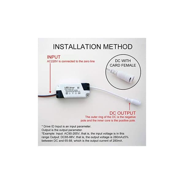 2x LED-drivere, 24-36W, transformer til LED-loftlampe, LED-panel strømforsyning, DC-stik til LED-loftlampe (24-36W)