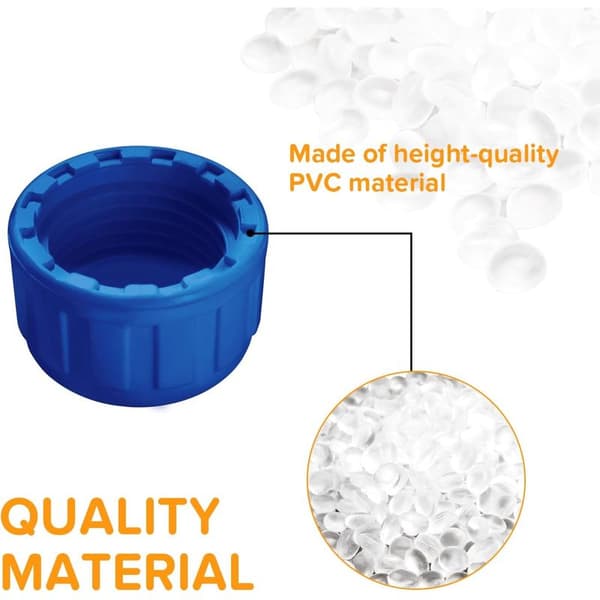Stykker G1/2 PVC Gevindprop, Sifonrørsstopper, Rund Hun PVC Rørforbinder med Gummiskive, til Forsegling af Samlinger på Tynde Rør, Blå