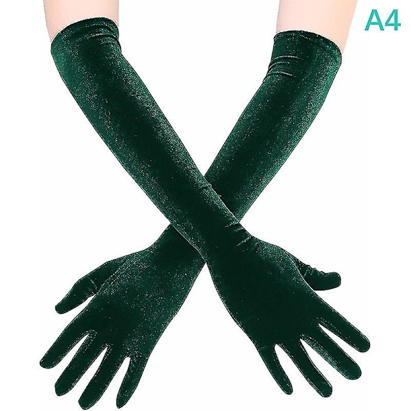 53cm Kalla Varma Gyllene Sammet Polyester Handskar Klänning Bröllopshandskar Vantar-hao