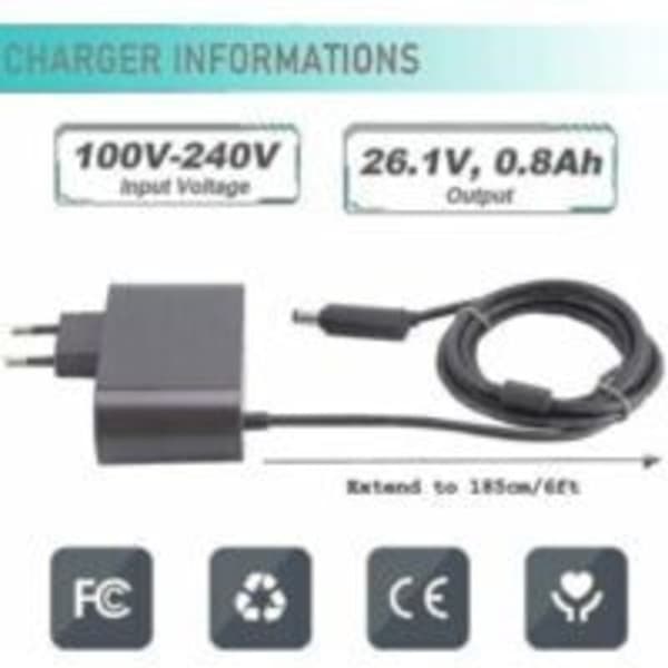 Oplader til Dyson V6 V7 V8 DC58 DC59 DC61 DC62 SV03 SV04 SV05 SV06 SV07 AC Støvsugeradapter