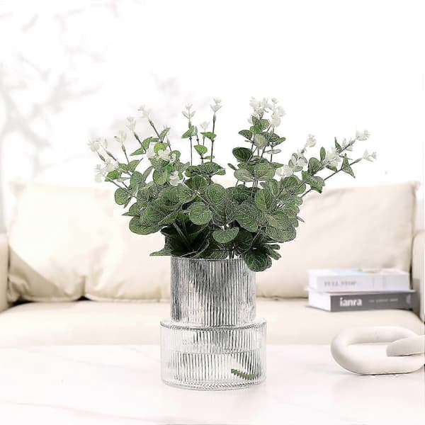 2025 Glasvas Räfflad Glasvas för Blommor Räfflad Klar Glasvas 7,5 Tum Hög Modern Vas